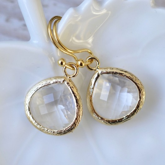 clear drops in gold  Made by Magda