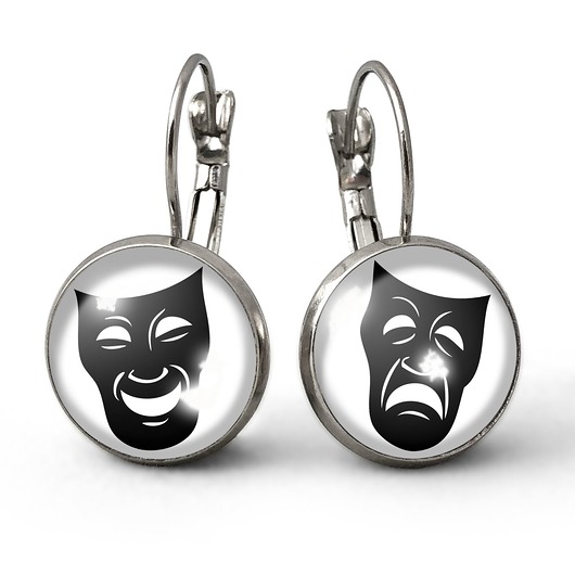 kolczyki szklane Kolczyki wiszące MASKI TEATRALNE