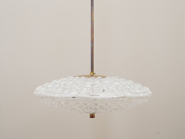 lampy wiszące Żyrandol mosiężny, lata 60, Carl Fagerlund, Orrefors