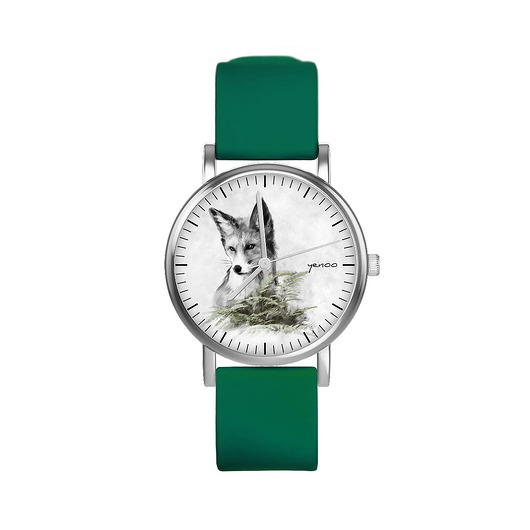 zegarki unisex Zegarek mały - Lis - silikonowy, zielony