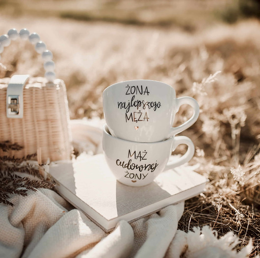 kubki Zestaw kubków 500 ml - Mąż cudownej żony Żona najlepszego męża SERCE