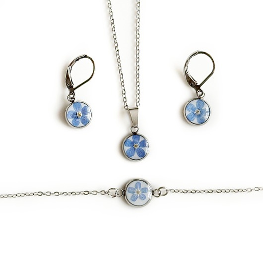 komplet biżuterii Komplet biżuterii z niezapominajkami