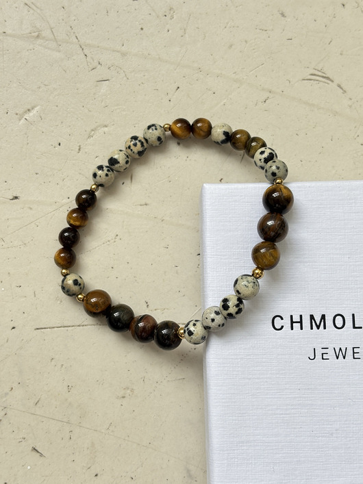 biżuteria męska Bransoletka męska Jaspis Dalmatyński i Tygrysie oko