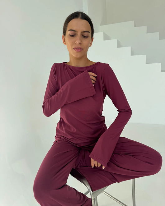 bluzki z długim rękawem damskie Longsleeve Sense beetroot