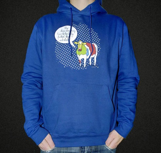 Bluza z kapturem/ autorski nadruk-Talking Cow M  MUNGO