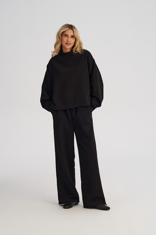 bluza bez kaptura damska Bluza z golfem WIDE FIT czarna