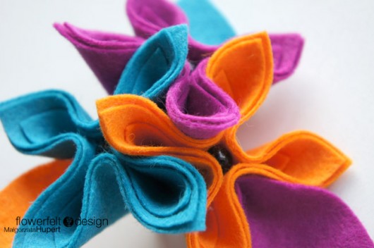 turquise orange fuchsia FlowerFelt Design