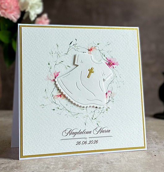 kartki, zaproszenia na chrzest Kartka na chrzest w ozdobnej kopercie, 73d