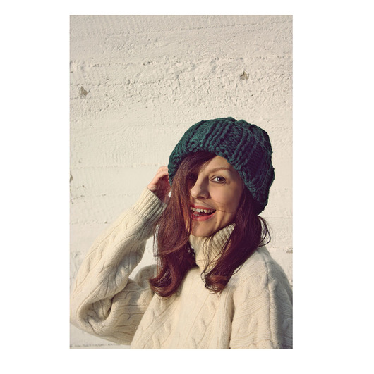 czapki damskie Czapka beanie handmade szmaragdowa, leśna zieleń