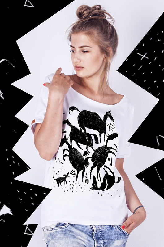 T-shirt damski `konie w popłochu' dziendobry
