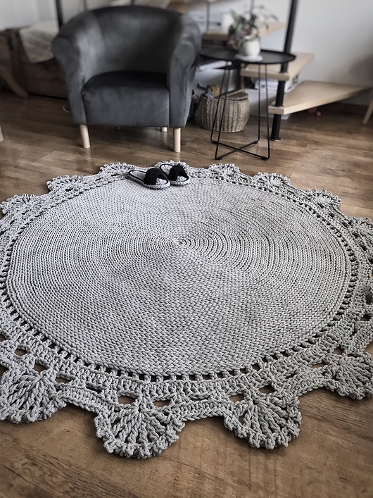 dywany Okrągły dziergany dywan ,dywan sznurkowy 110cm