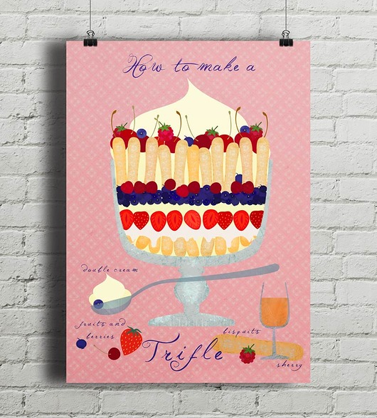 Deser Trifle - plakat kuchenny art giclee A4 minimalmill