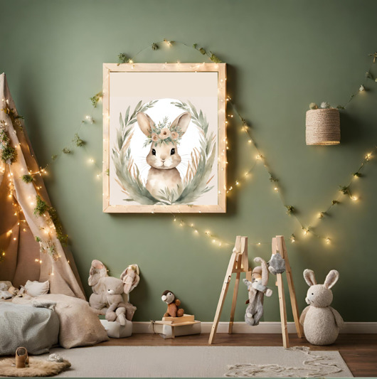 grafiki i ilustracje PLAKAT dla dziecka dziewczynki króliczek
