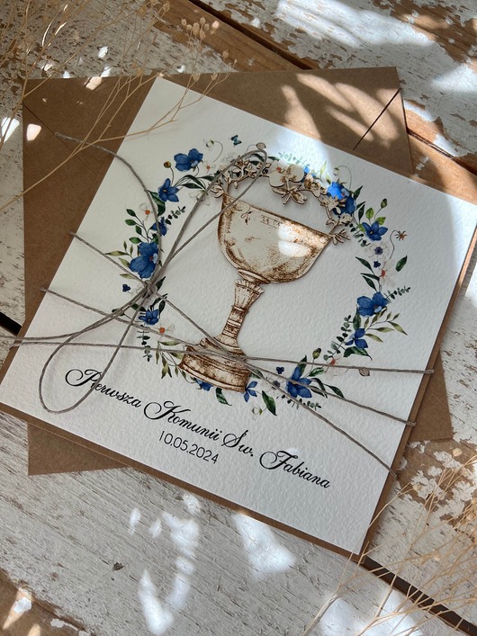 kartki na komunię Personalizowana pamiątka komunii - Kartka na komunię z kopertą