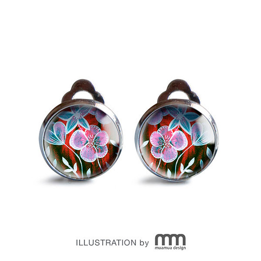 RED FLOWERS klipsy muamua design
