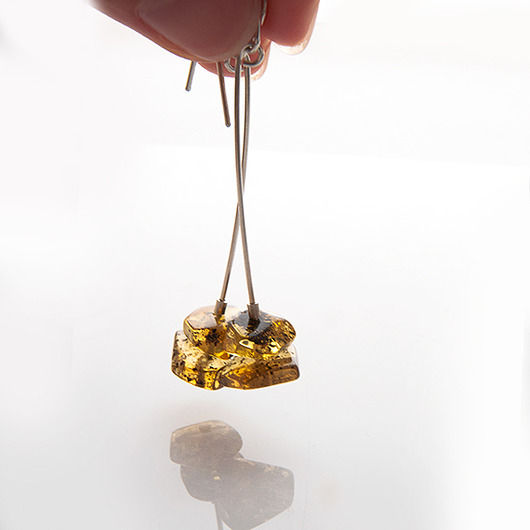 kolczyki z kamieniami ILTA - bursztyn i srebro