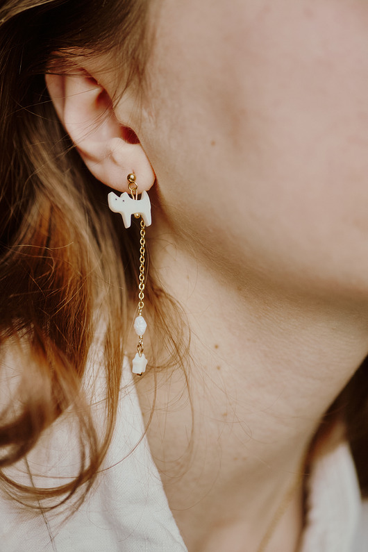 kolczyki z kamieniami Kolczyki koteczki, długie