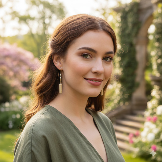 kolczyki pozłacane Srebrne kolczyki z beżowym jaspisem