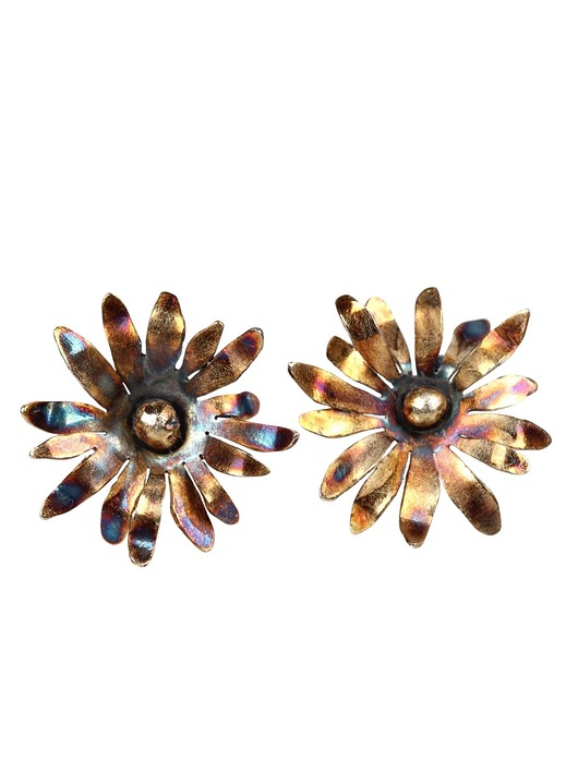 kolczyki srebrne Kolczyki sztyfty - Stokrotki tęczowe