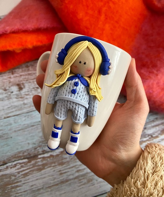 kubki Kubek 2D z dekorem z gliny polimerowej kolekcja zimowa - LENA