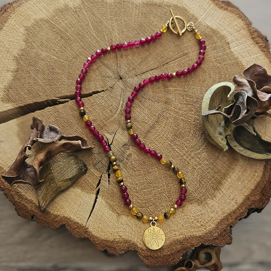 chokery Choker z agatem, jadeitem i tygrysim okiem