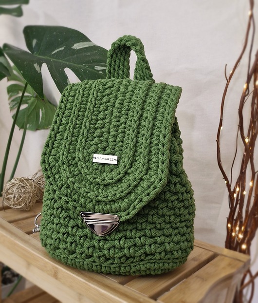 plecaki Plecak damski ze sznurka Troper - szparagowy zielony