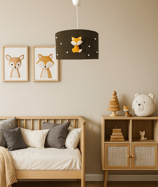 lampy do pokoju dziecka Klosz do pokoju dziecięcego leśne zwierzątka