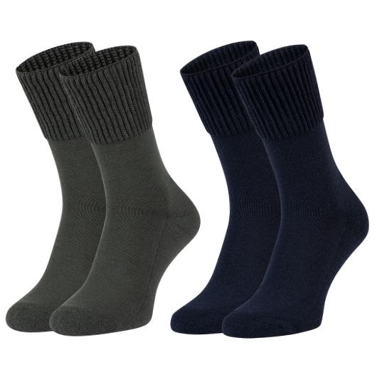 skarpetki damskie Zestaw 2 par skarpet bezuciskowych z wełny MERINO khaki i granatowe