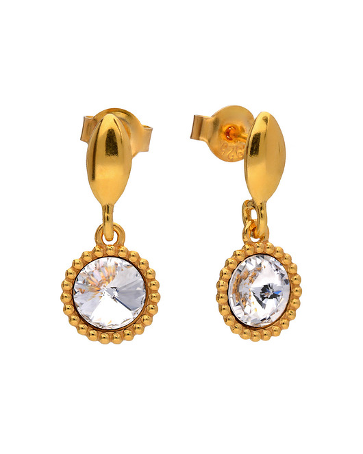 Pozłacane, srebrne kolczyki Swarovski biały kryształ KOM Biżuteria