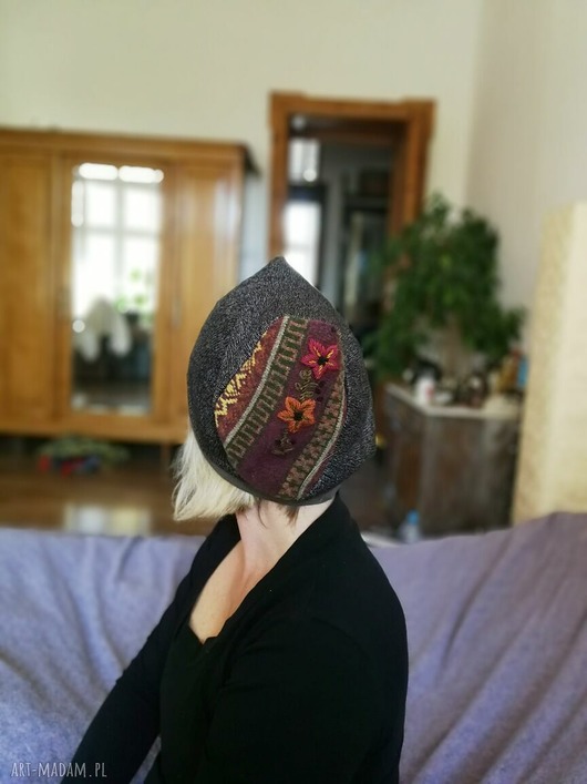 Czapka damska na podszewce ruda klara