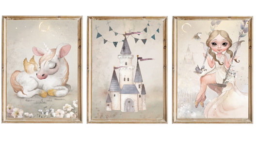 obrazy i plakaty do pokoju dziecięcego Zestaw 3 plakatów Fairy Land A3 PZ