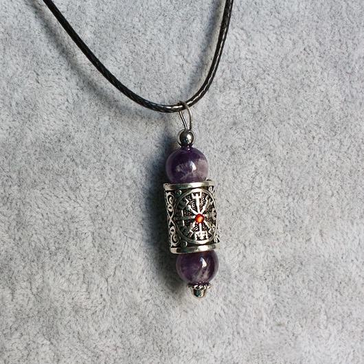 biżuteria męska Ametyst Vegvisir wisior ochronny