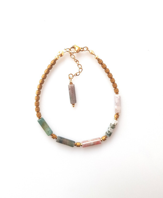 bransoletki z kamieni naturalnych Bransoletka z agatem indyjskim i hematytem