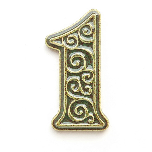 napisy dekoracyjne i tabliczki Numer mieszkania, cyfra 1 zielonobrązowa