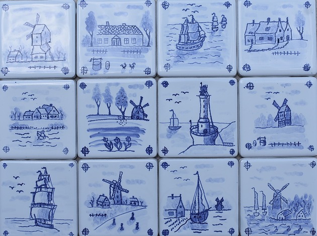 kafle i panele Zestaw kafle holenderskie ręcznie malowane kafle płytki delft