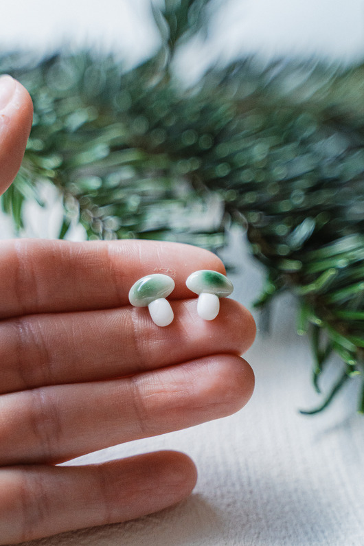 kolczyki ceramiczne Kolczyki porcelanowe FUNGI