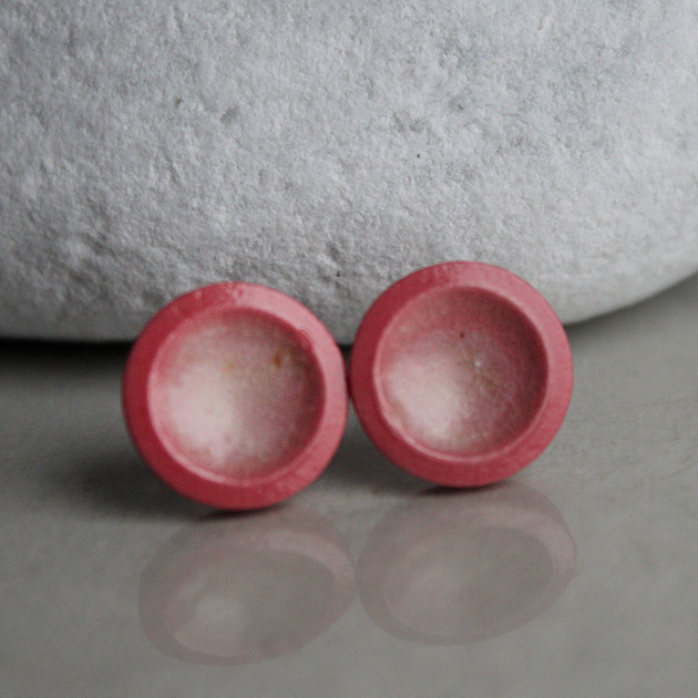 kolczyki ceramiczne ROSE 13mm/stal chirurgiczna/kolczyki porcelanowe UNIKAT