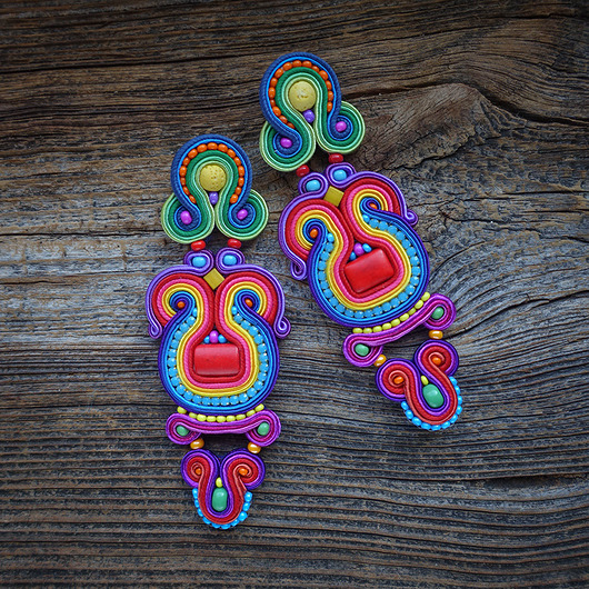 kolczyki soutache Duże i kolorowe kolczyki sutasz