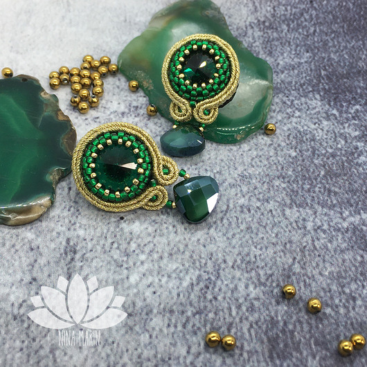 kolczyki soutache Zieleń - kolczyki sutasz