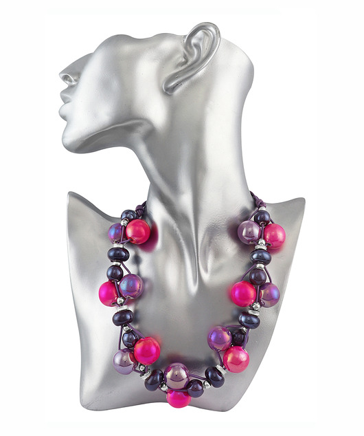 korale Fuksja i fiolet - naszyjnik.