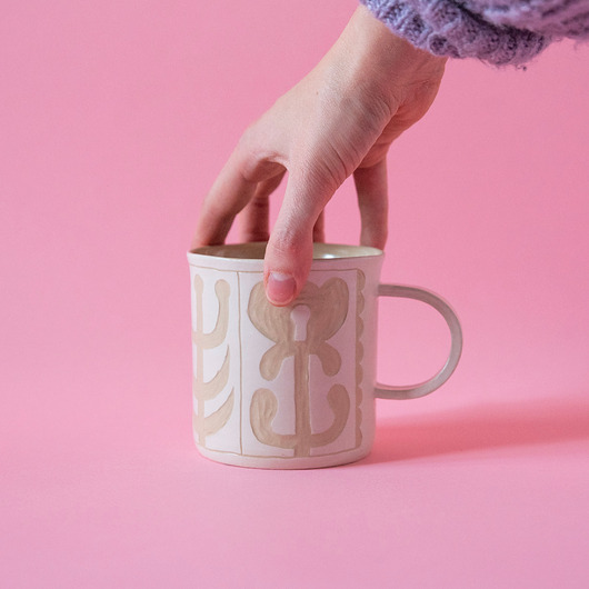 kubki Duży Biały Kubek Ceramiczny w Stylu Vintage