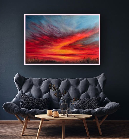 obrazy Obraz "Szkarłatny Zmierzch" olej na płótnie 90x60 cm