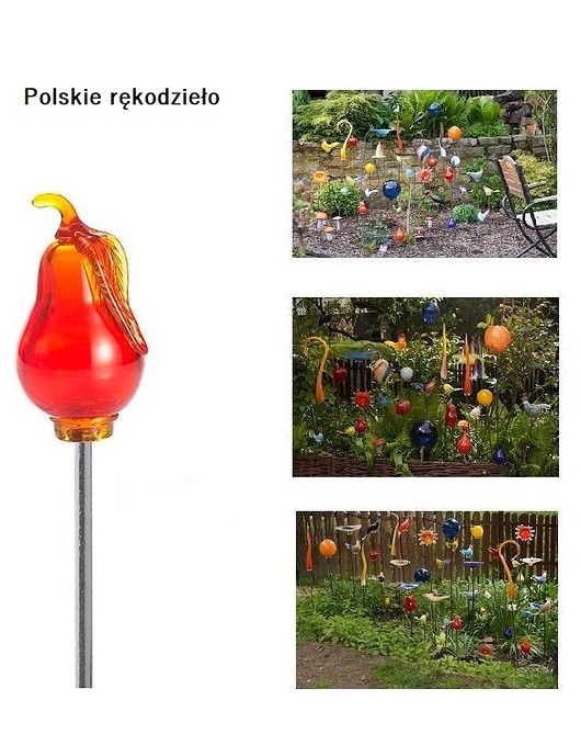 Szklana Ozdoba Ogrodowa Gruszka Czerwona GALAERIA
