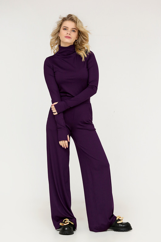 spodnie materiałowe damskie Spodnie Tamari fiolet