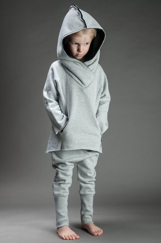 bluzy dla chłopców Bluza Bokserska Dziecięca Szara z czernią
