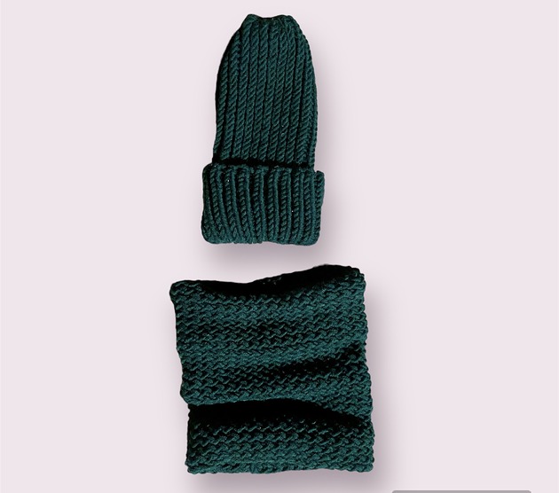 szale damskie Komin z wełny merynosa handmade BUTELKOWA ZIELEŃ