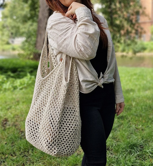torby na zakupy Ekologiczna torba siatka ze sznurka, beżowa