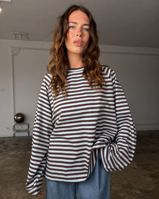 bluzki z długim rękawem damskie Longsleeve Chillout brown & blue