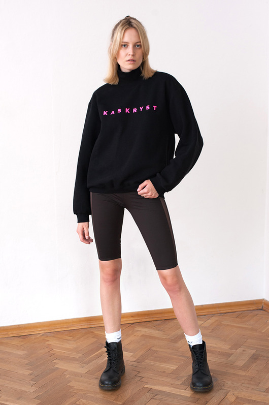 Bluza z golfem z fluo logo KAS KRYST
