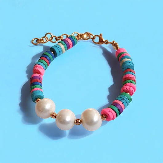 bransoletki z kamieni naturalnych SUMMER COLLECTION : bransoletka : PERŁY i lawa